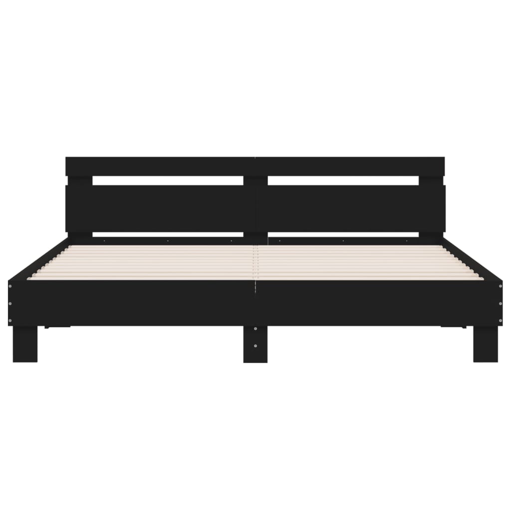 Bed frame with LED without mattress black 180x200 cm