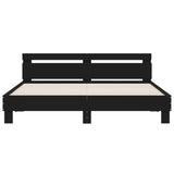 Bed frame with LED without mattress black 180x200 cm