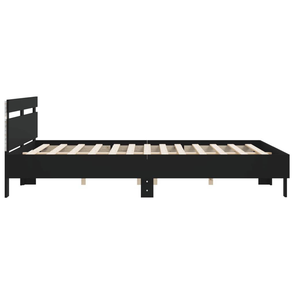 Bed frame with LED without mattress black 180x200 cm