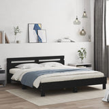 Bed frame with LED without mattress black 180x200 cm