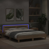 Bed frame with LED without mattress sonoma oak 180x200 cm