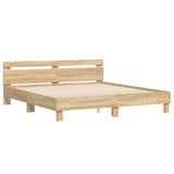 Bed frame with LED without mattress sonoma oak 180x200 cm