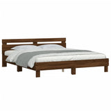 Bed frame with LED without mattress brown oak 180x200 cm