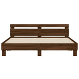 Bed frame with LED without mattress brown oak 180x200 cm