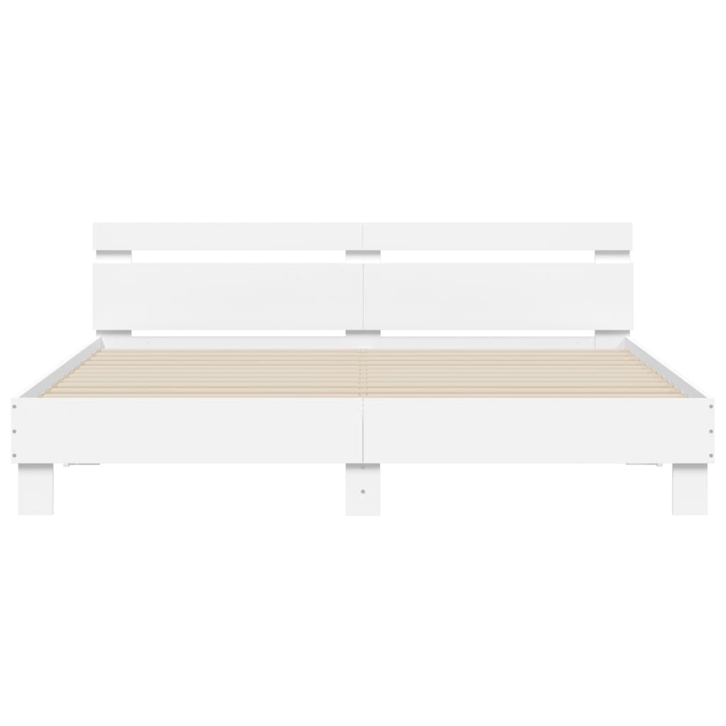 Bed frame with LED without mattress white 160x200 cm