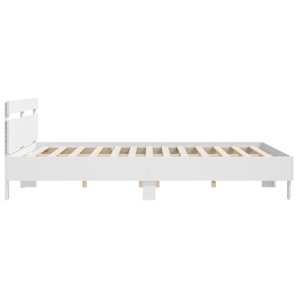 Bed frame with LED without mattress white 160x200 cm