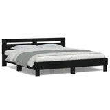 Bed frame with LED without mattress black 160x200 cm