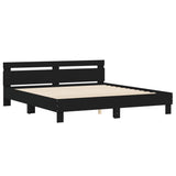 Bed frame with LED without mattress black 160x200 cm