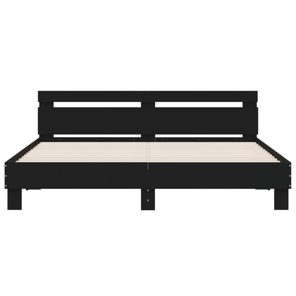 Bed frame with LED without mattress black 160x200 cm