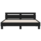 Bed frame with LED without mattress black 160x200 cm