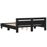 Bed frame with LED without mattress black 160x200 cm