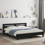 Bed frame with LED without mattress black 160x200 cm