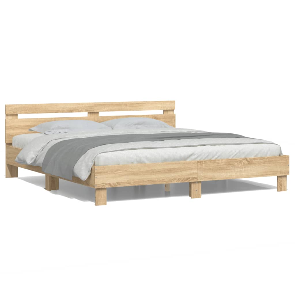 Bed frame with LED without mattress sonoma oak 160x200 cm