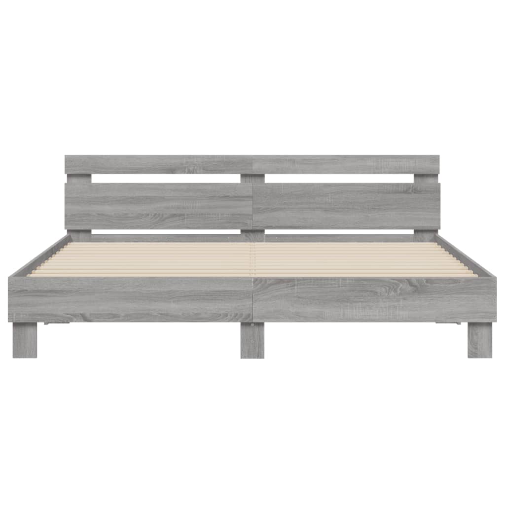 Cadre de lit avec LED sans matelas sonoma gris 160x200 cm