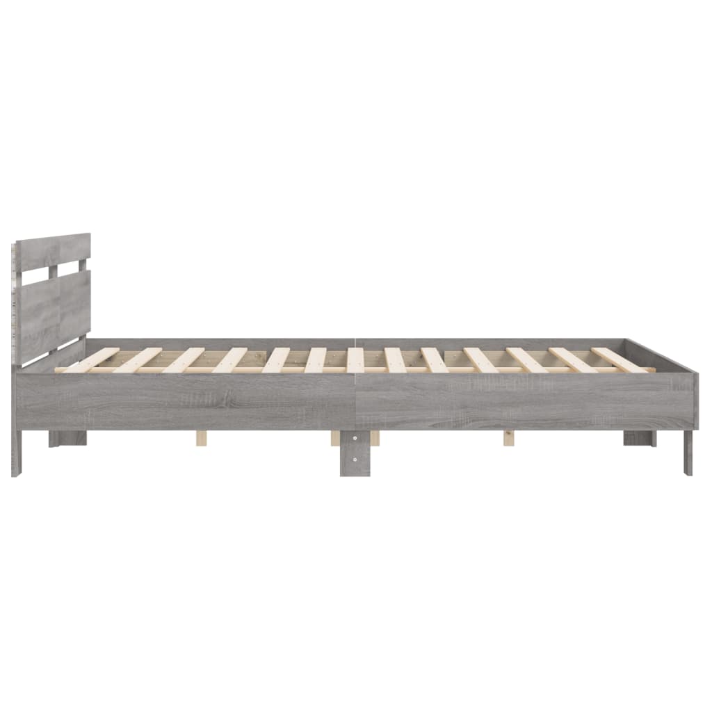 Cadre de lit avec LED sans matelas sonoma gris 160x200 cm