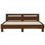 Bed frame with LED without mattress brown oak 160x200 cm