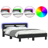 Bed frame with LED without mattress black 150x200 cm