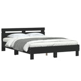 Bed frame with LED without mattress black 150x200 cm