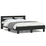 Bed frame with LED without mattress black 150x200 cm