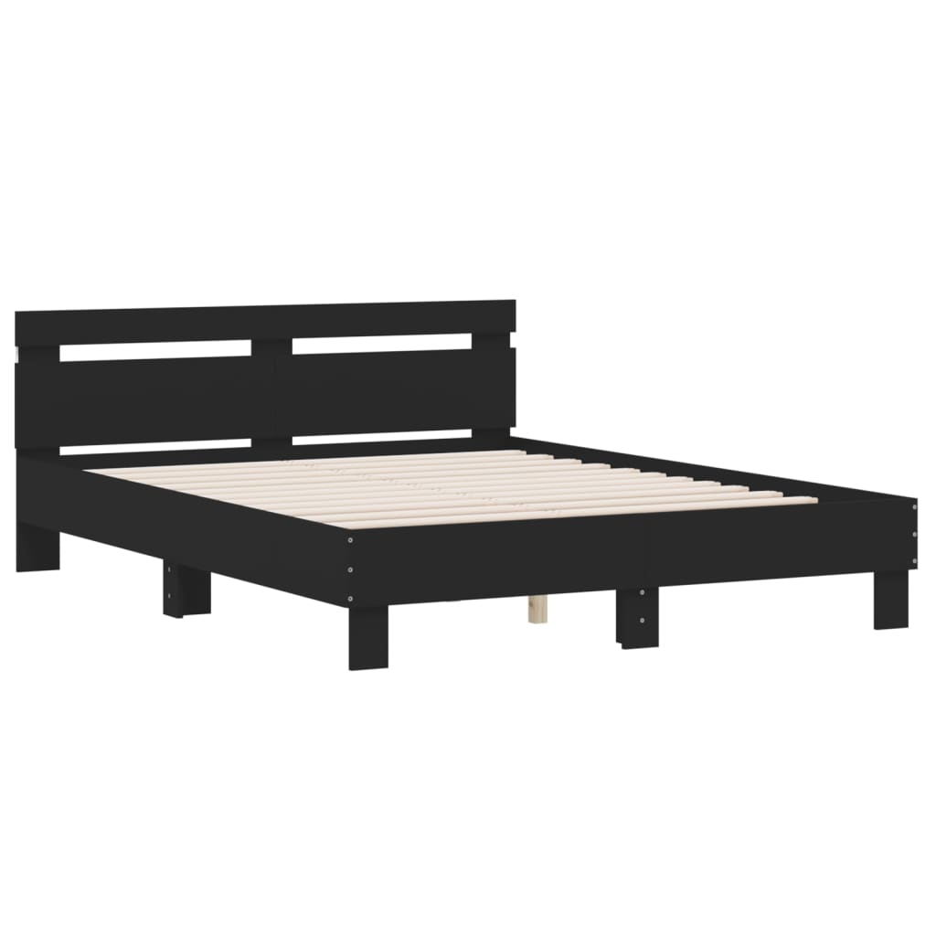 Bed frame with LED without mattress black 150x200 cm