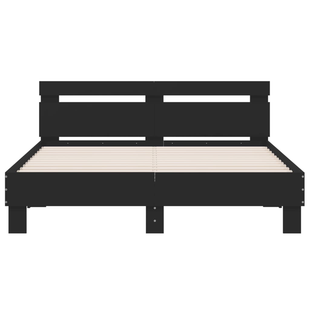 Bed frame with LED without mattress black 150x200 cm