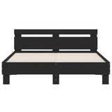 Bed frame with LED without mattress black 150x200 cm