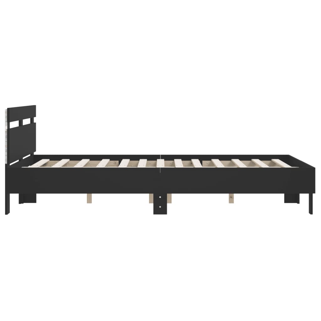 Bed frame with LED without mattress black 150x200 cm