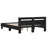 Bed frame with LED without mattress black 150x200 cm