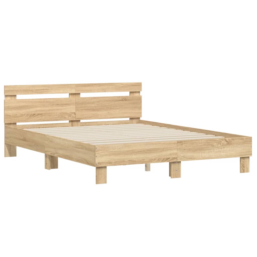 Bed frame with LED without mattress sonoma oak 150x200 cm