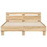 Bed frame with LED without mattress sonoma oak 150x200 cm