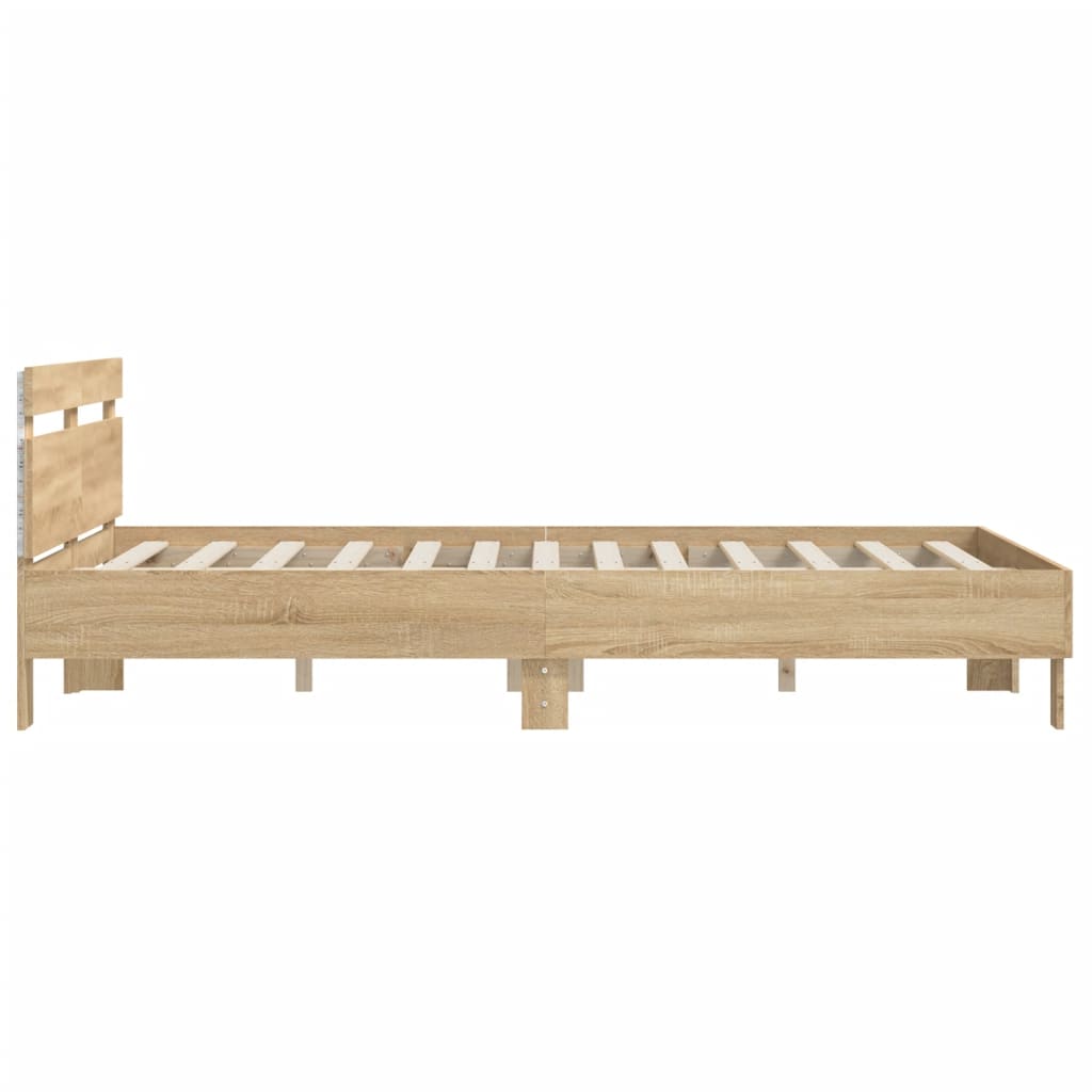 Bed frame with LED without mattress sonoma oak 150x200 cm