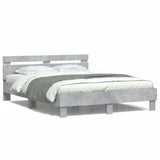 Cadre de lit avec LED sans matelas gris béton 150x200 cm