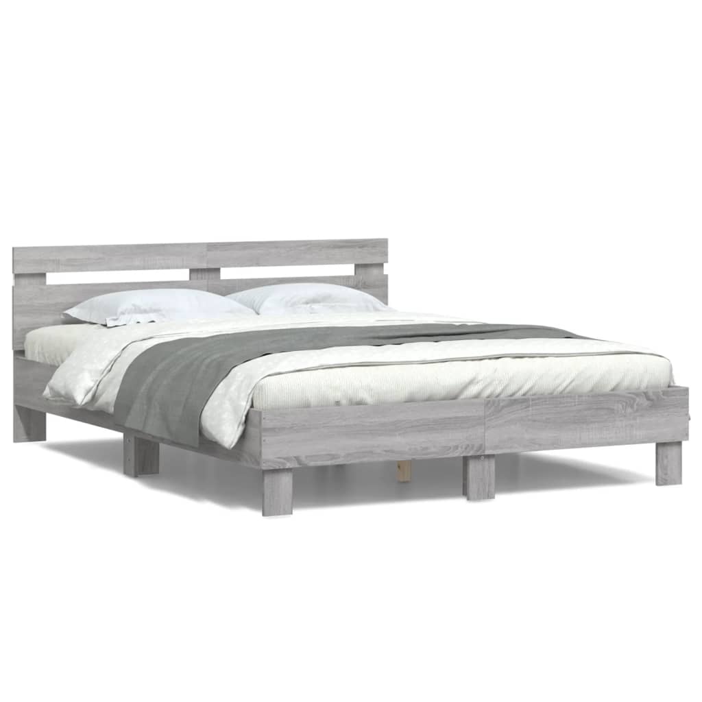 Cadre de lit avec LED sans matelas sonoma gris 150x200 cm