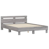 Cadre de lit avec LED sans matelas sonoma gris 150x200 cm