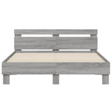 Cadre de lit avec LED sans matelas sonoma gris 150x200 cm