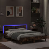 Bed frame with LED without mattress brown oak 150x200 cm