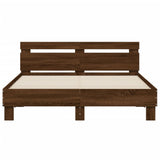 Bed frame with LED without mattress brown oak 150x200 cm