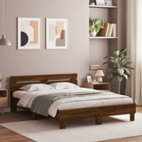 Bed frame with LED without mattress brown oak 150x200 cm