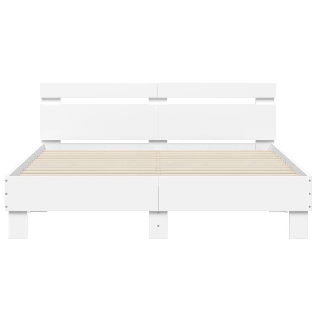 Bed frame with LED without mattress white 140x200 cm