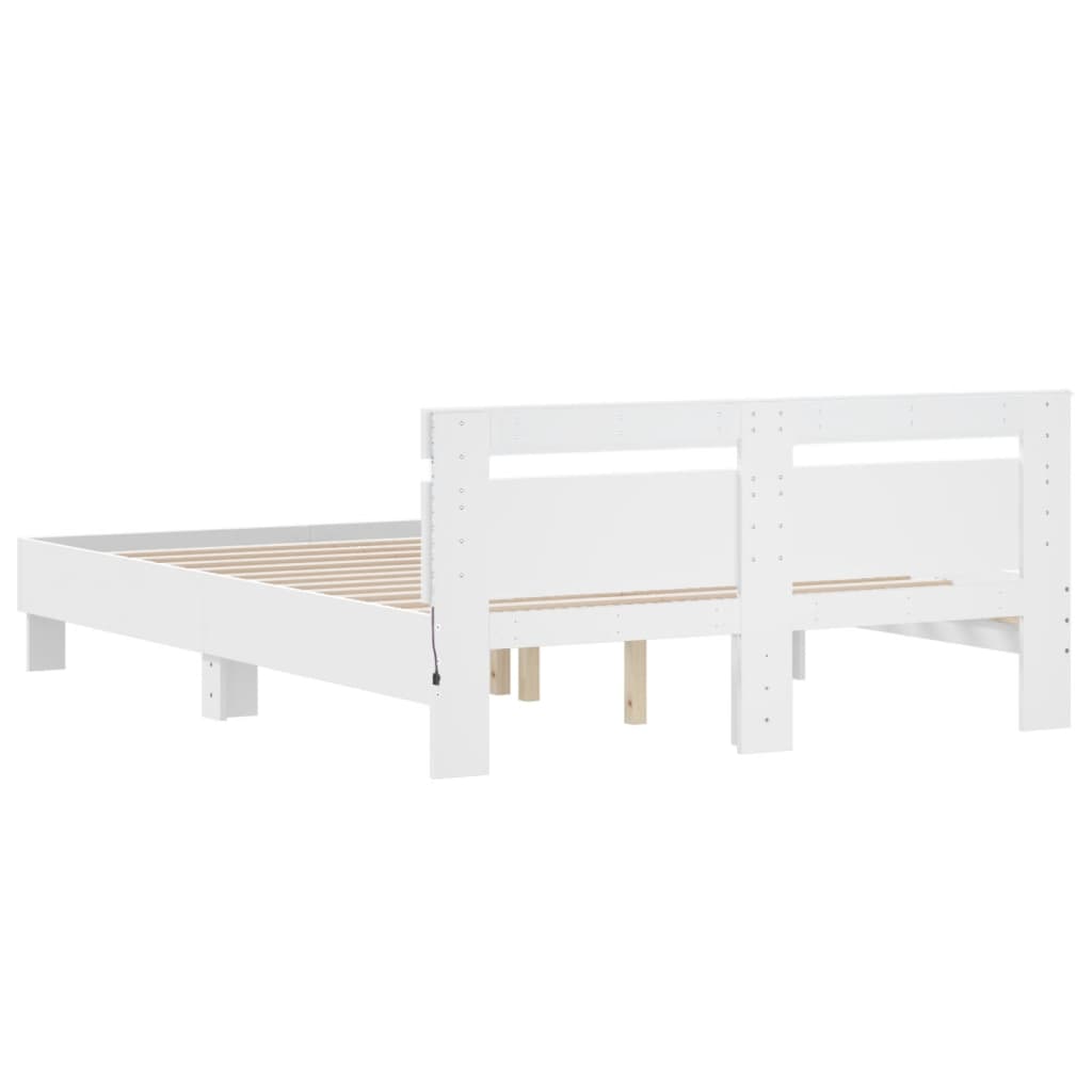 Bed frame with LED without mattress white 140x200 cm