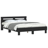 Bed frame with LED without mattress black 140x200 cm