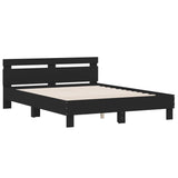 Bed frame with LED without mattress black 140x200 cm