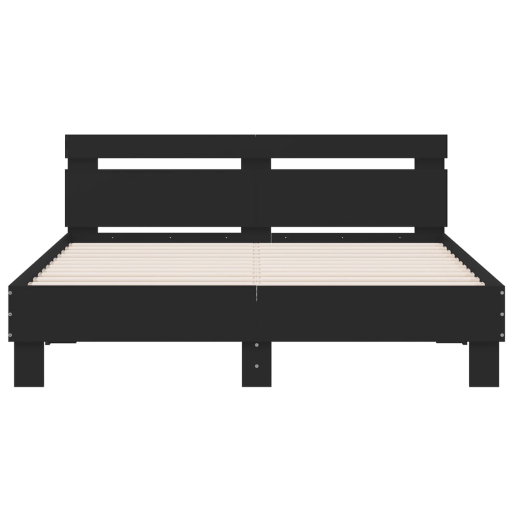 Bed frame with LED without mattress black 140x200 cm