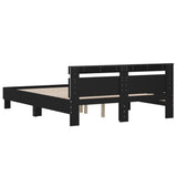 Bed frame with LED without mattress black 140x200 cm