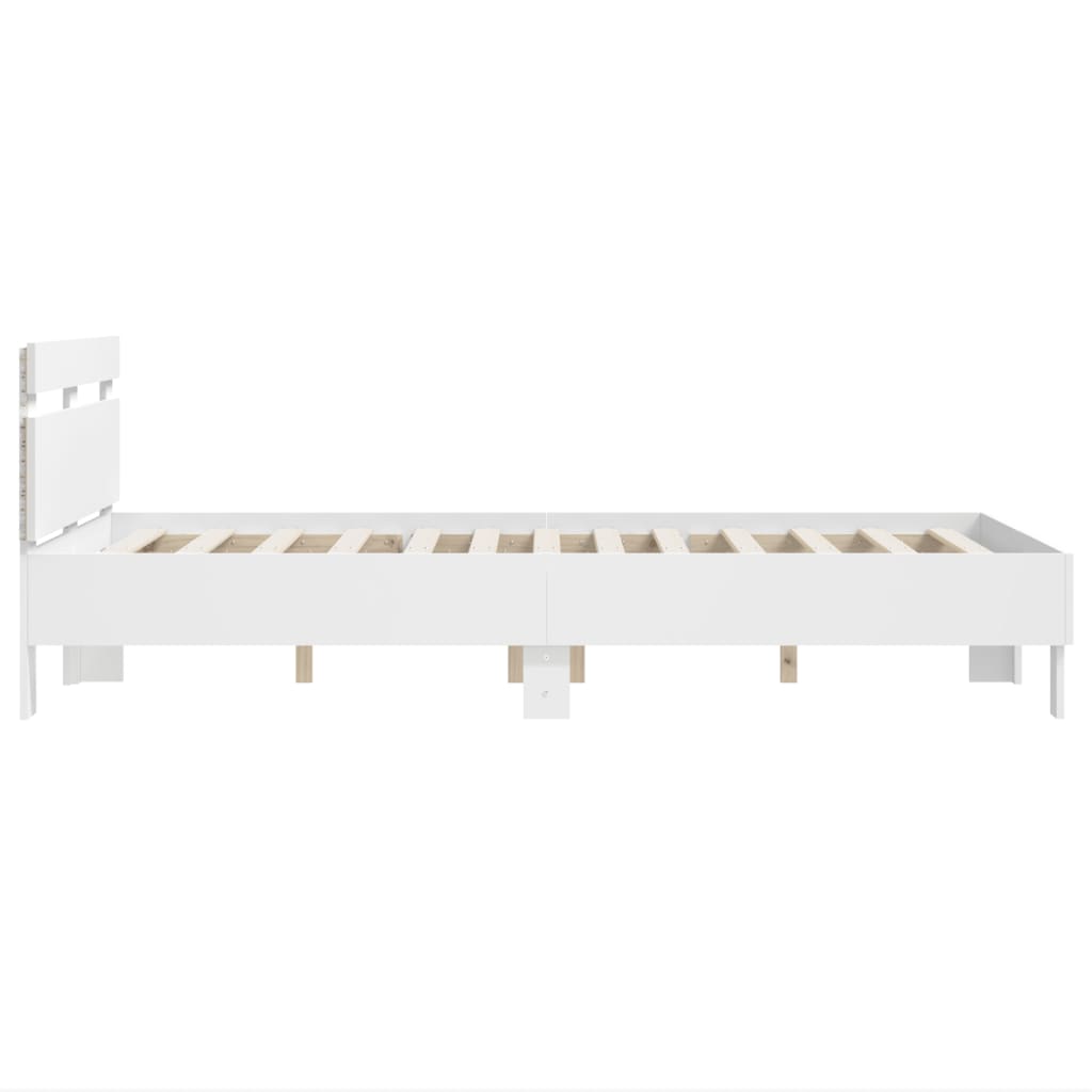 Cadre de lit avec LED sans matelas blanc 120x200 cm