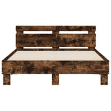 Bed frame with LED without mattress smoked oak 120x200 cm