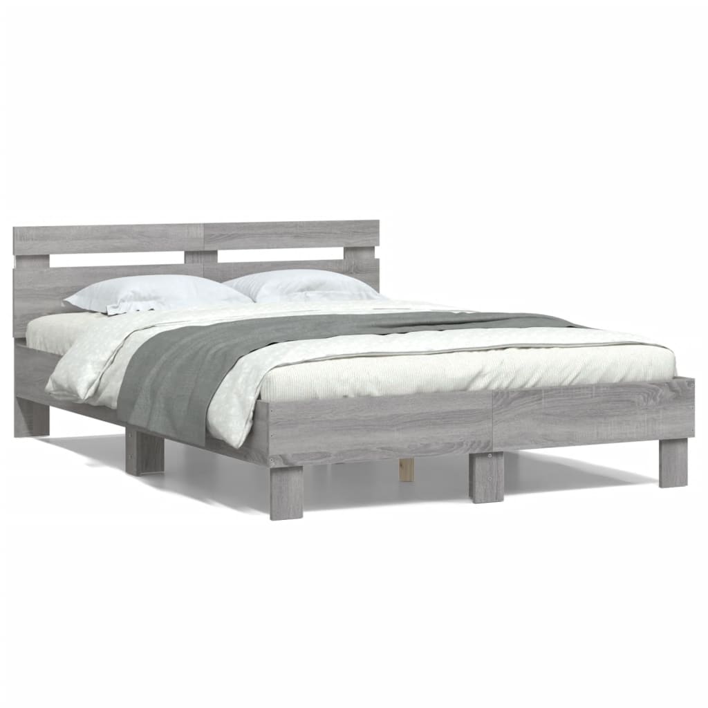 Cadre de lit avec LED sans matelas sonoma gris 120x200 cm