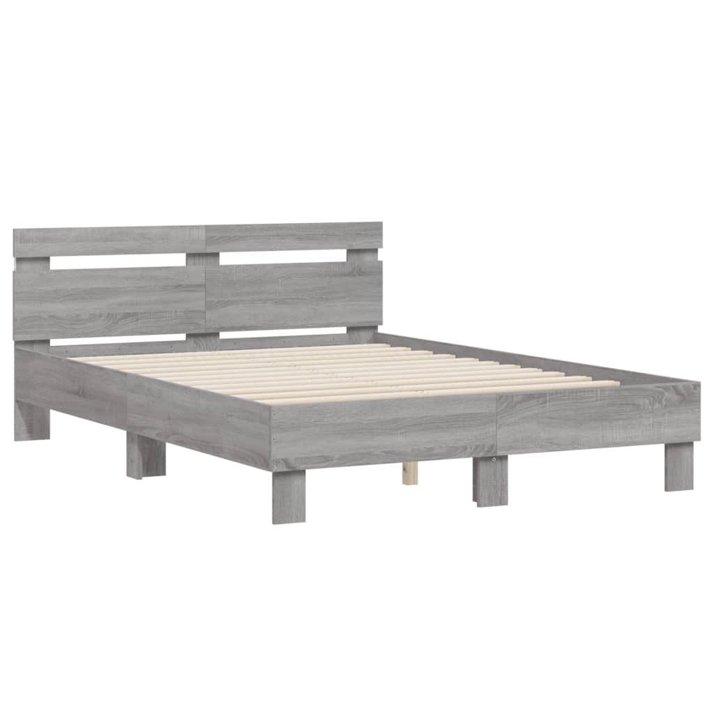 Cadre de lit avec LED sans matelas sonoma gris 120x200 cm