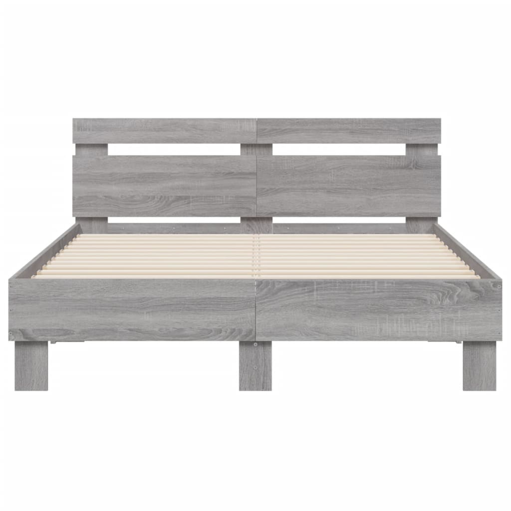 Cadre de lit avec LED sans matelas sonoma gris 120x200 cm