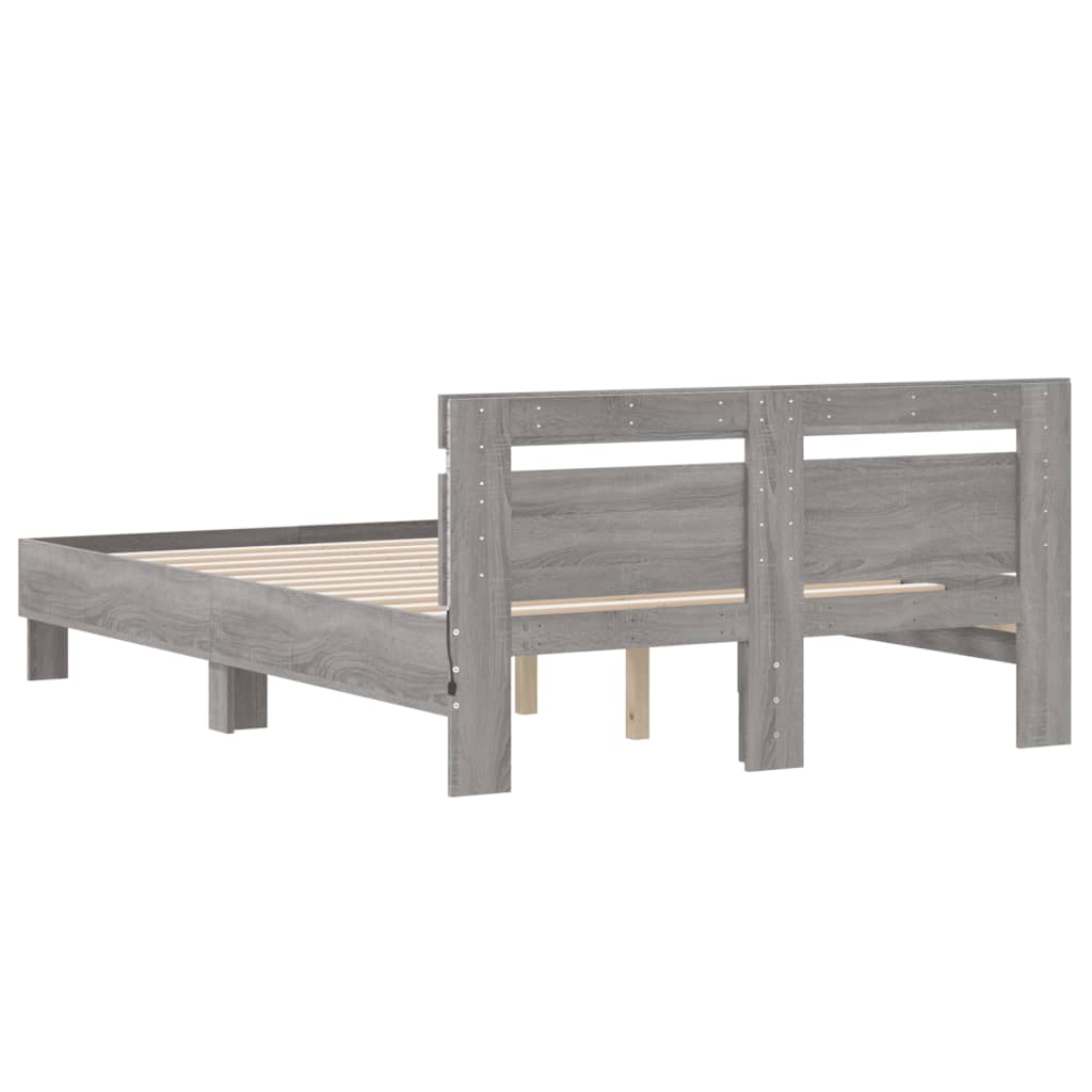 Cadre de lit avec LED sans matelas sonoma gris 120x200 cm